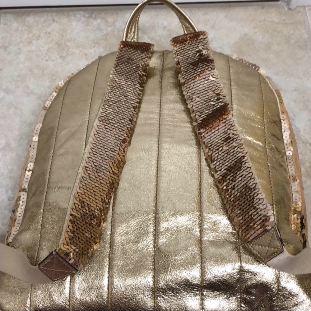 Coach Poppy Gold Sequin Backpack - Picture 7 of 8